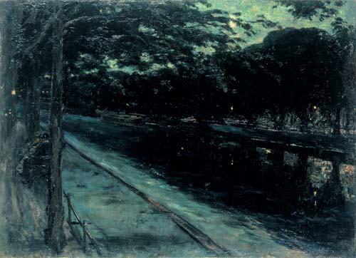 Lesser Ury Abend am Landwehrkanal oil painting image